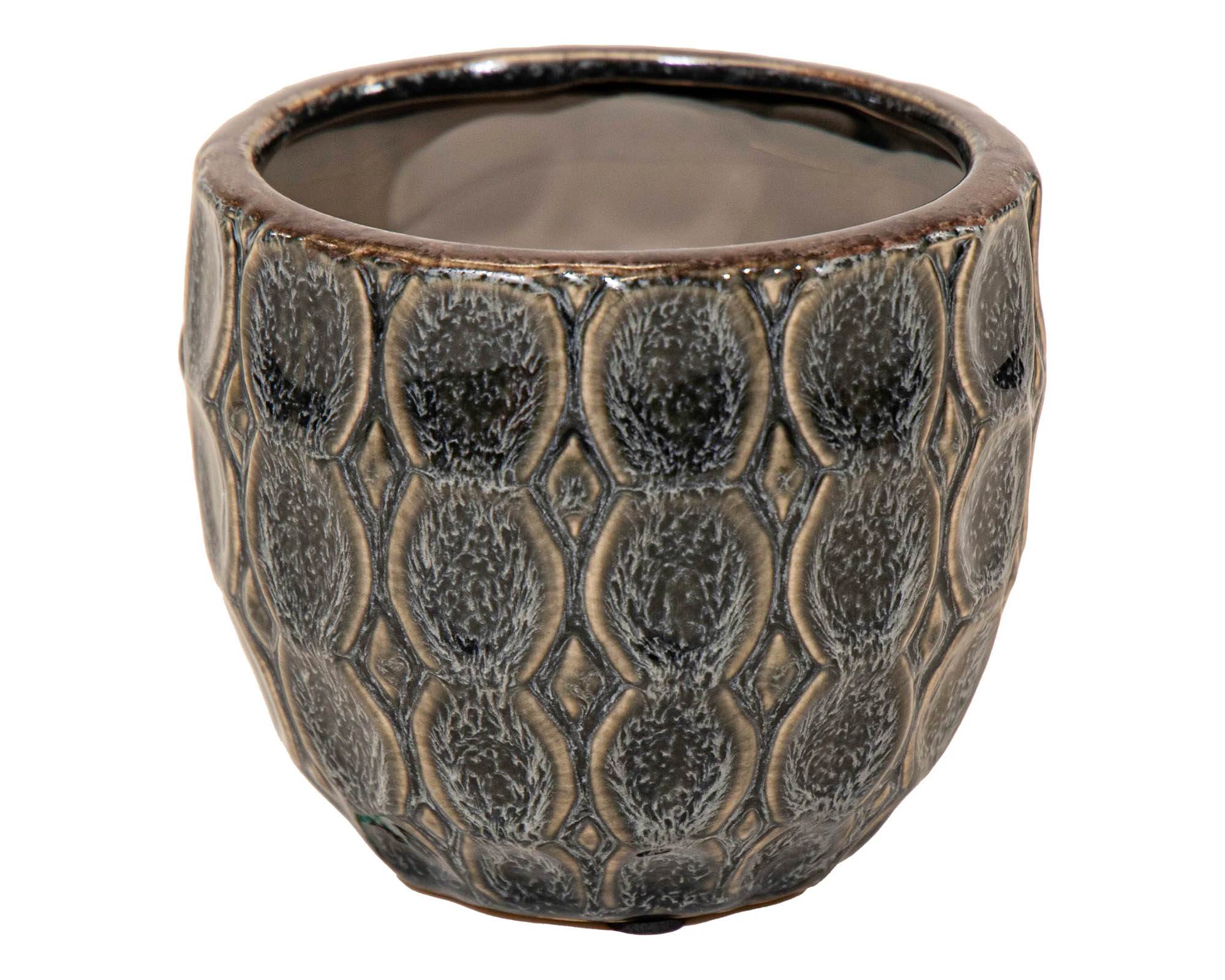 Cachepot Egg Nero D12,5x11cm in Ceramica - Mega Collections