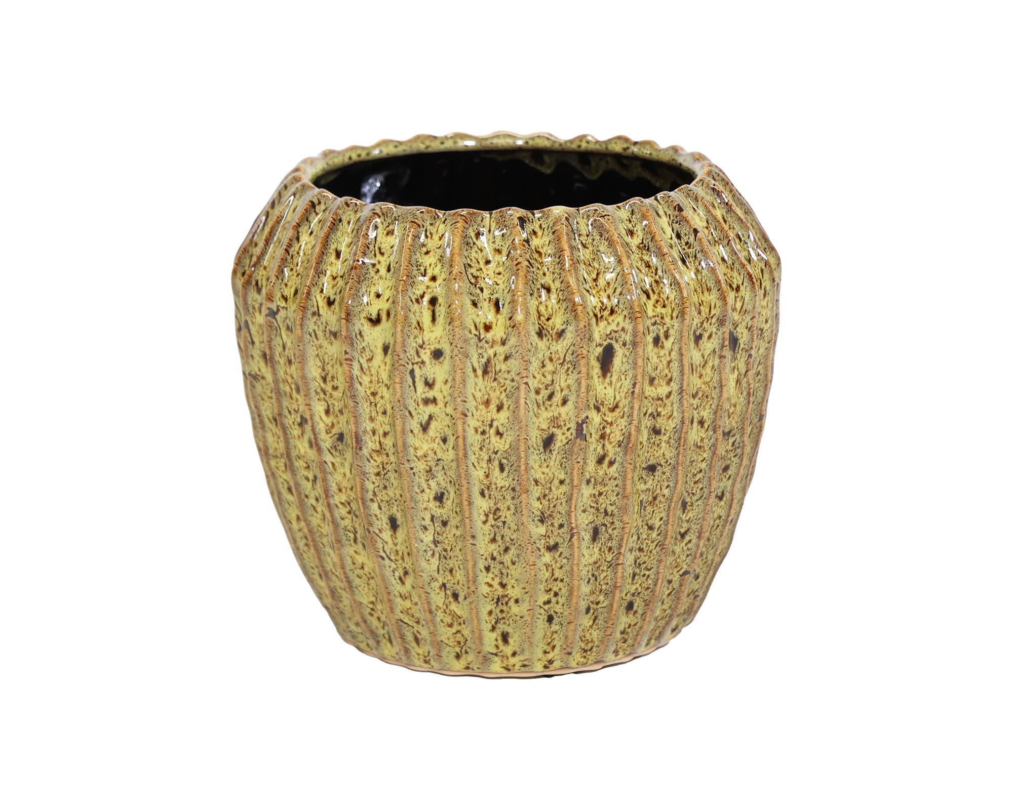 Cachepot Costine Ide Giallo Limone D16,5x14cm in Ceramica - Mega Collections