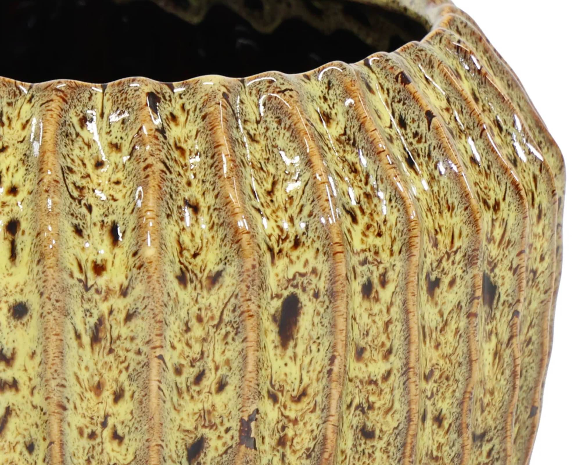 Cachepot Costine Ide Giallo Limone D16,5x14cm in Ceramica - Mega Collections - immagine 2