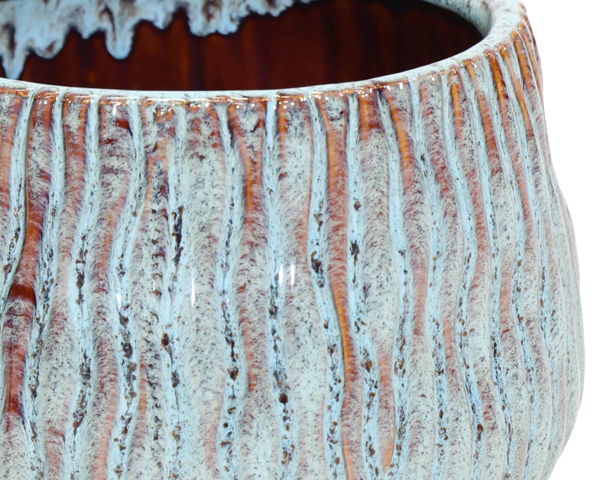 Cachepot Egg Wave Ide Verde Menta D16x14cm in Ceramica - Mega Collections - immagine 2