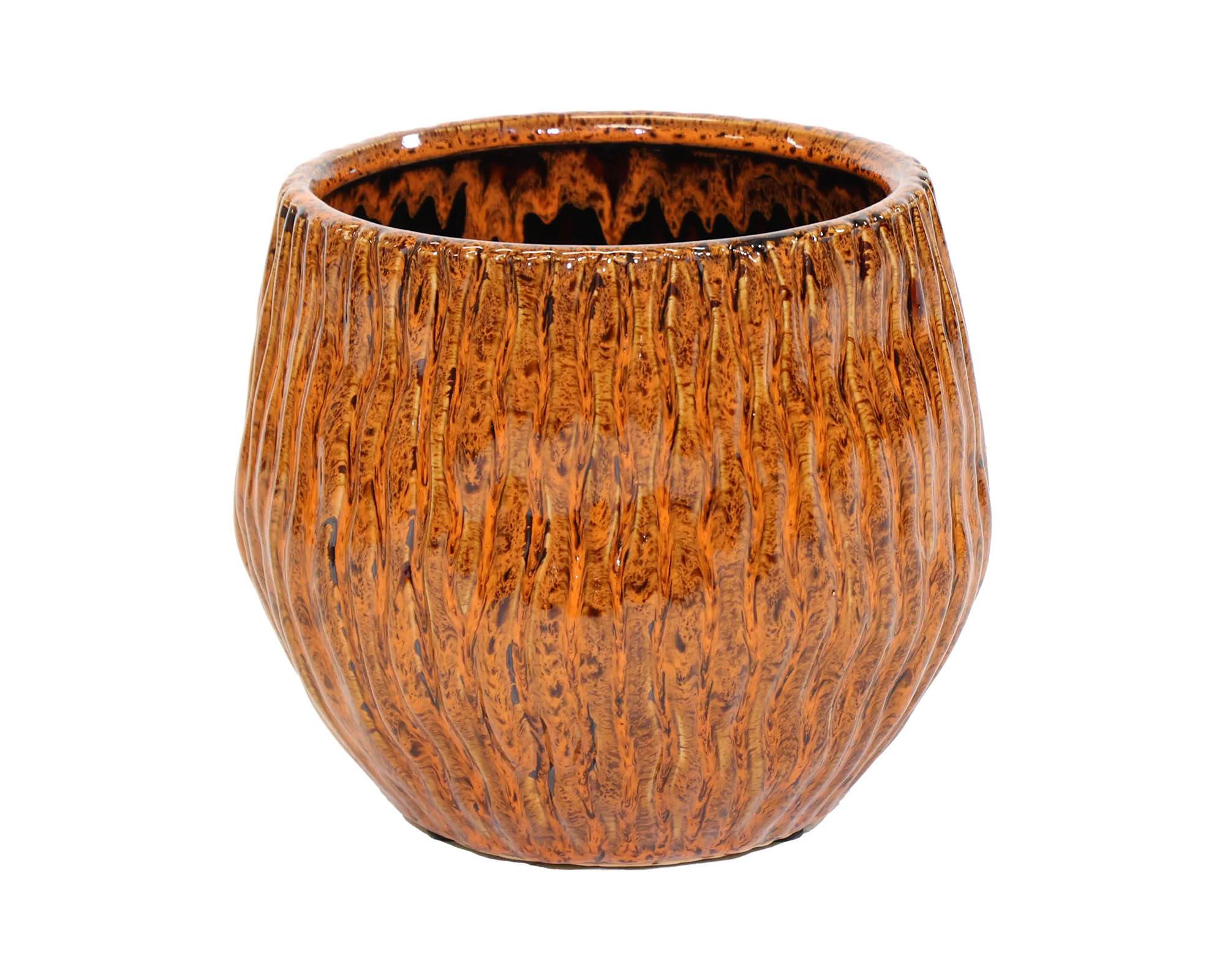 Cachepot Egg Wave Ide Ambra D18,5x16,5cm in Ceramica - Mega Collections