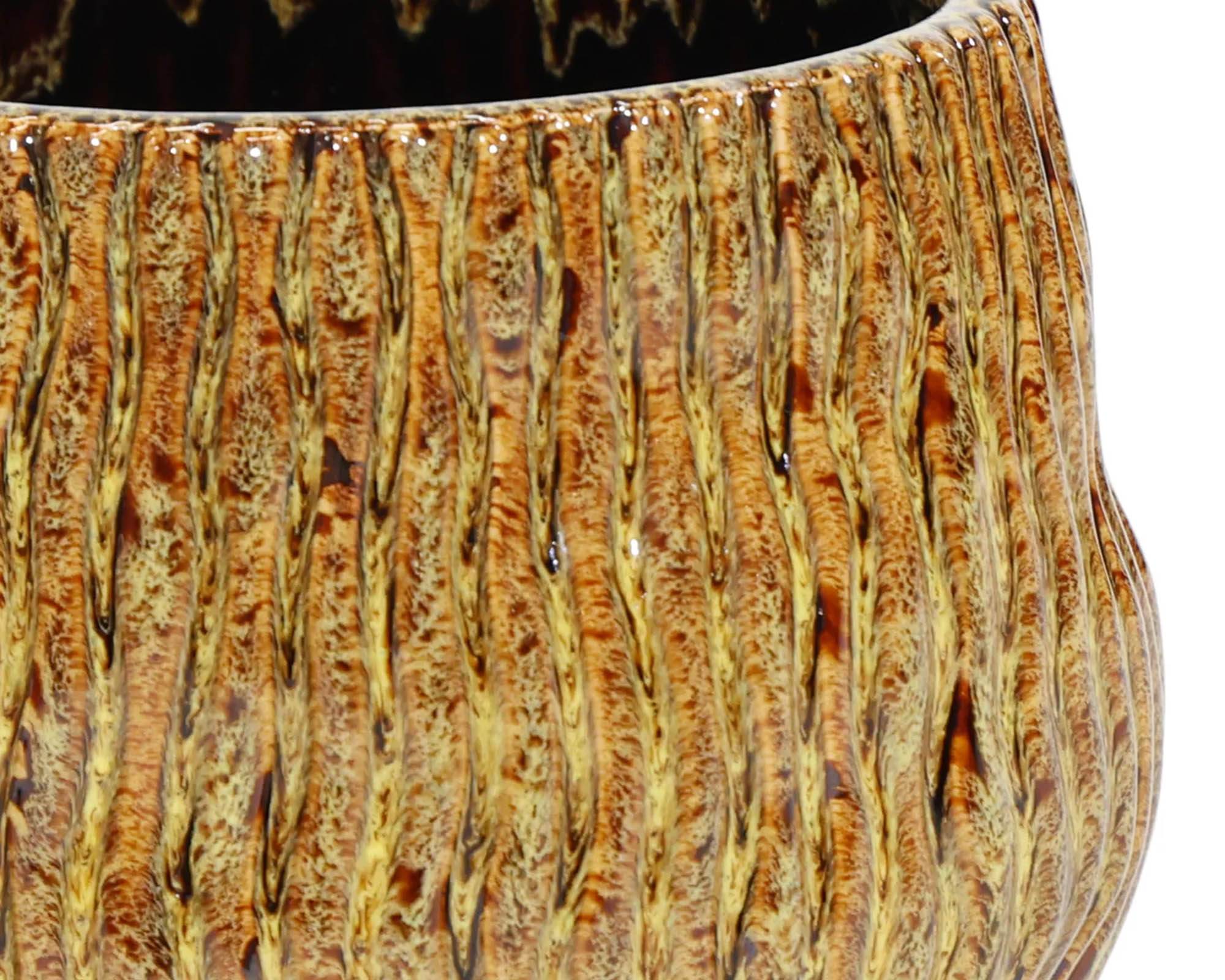 Cachepot Egg Wave Ide Giallo Limone D21,5x18,5cm in Ceramica - Mega Collections - immagine 2