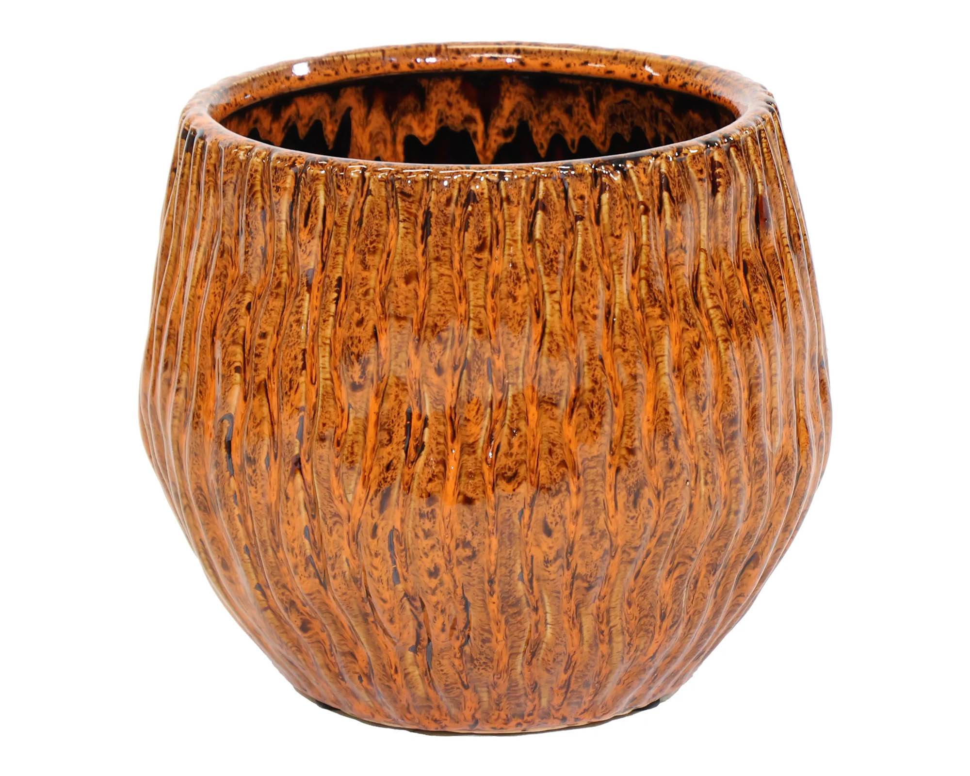 Cachepot Egg Wave Ide Ambra D21,5x18,5cm in Ceramica - Mega Collections