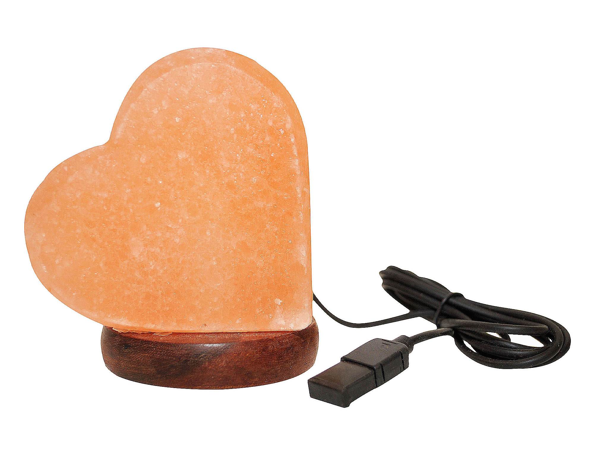 Lampada da Tavolo USB Himalayano Cuore in Cristalli di Sale - Floral Garden - immagine 3