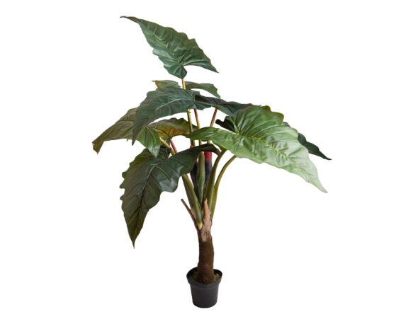 Colocasia Esculenta con Vaso D70x165cm Pianta Artificiale in Plastica e Poliestere
