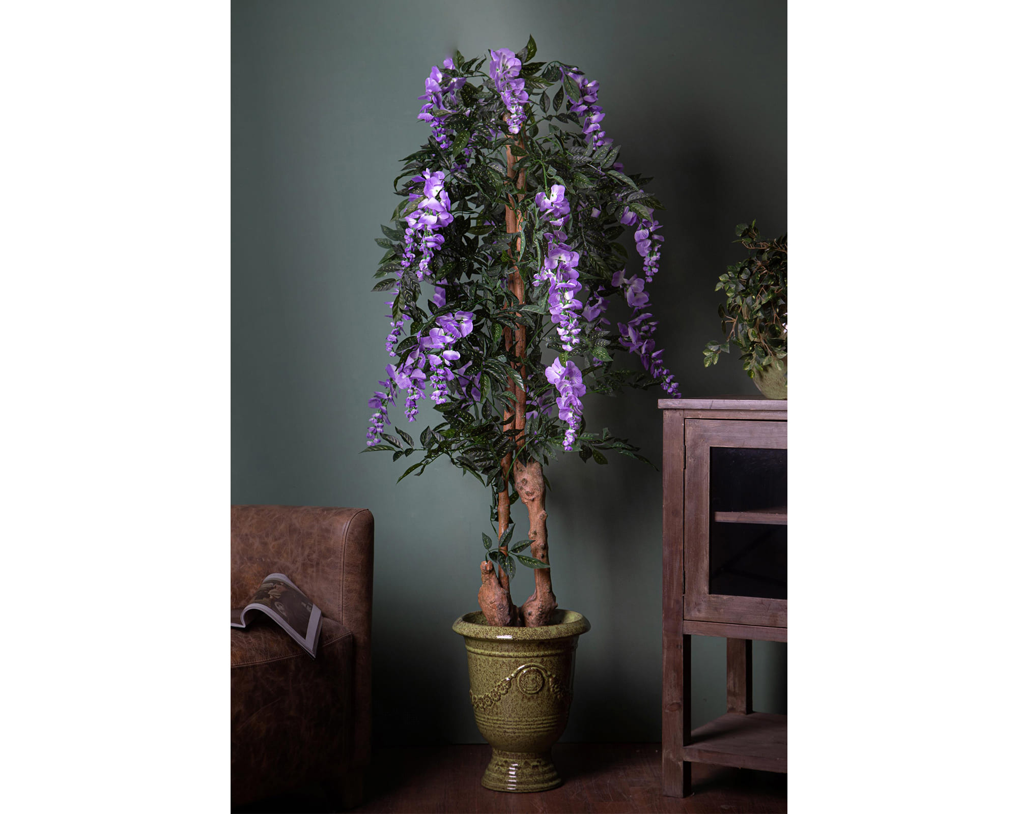 Glicine con Fiori e Vaso D70x160cm Pianta Artificiale in Plastica e Poliestere - immagine 4