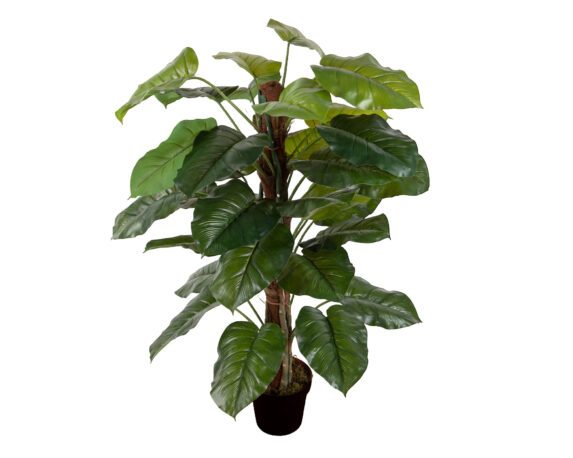 Pothos con Tutore e Vaso D80x125cm Pianta Artificiale in Plastica e Poliestere