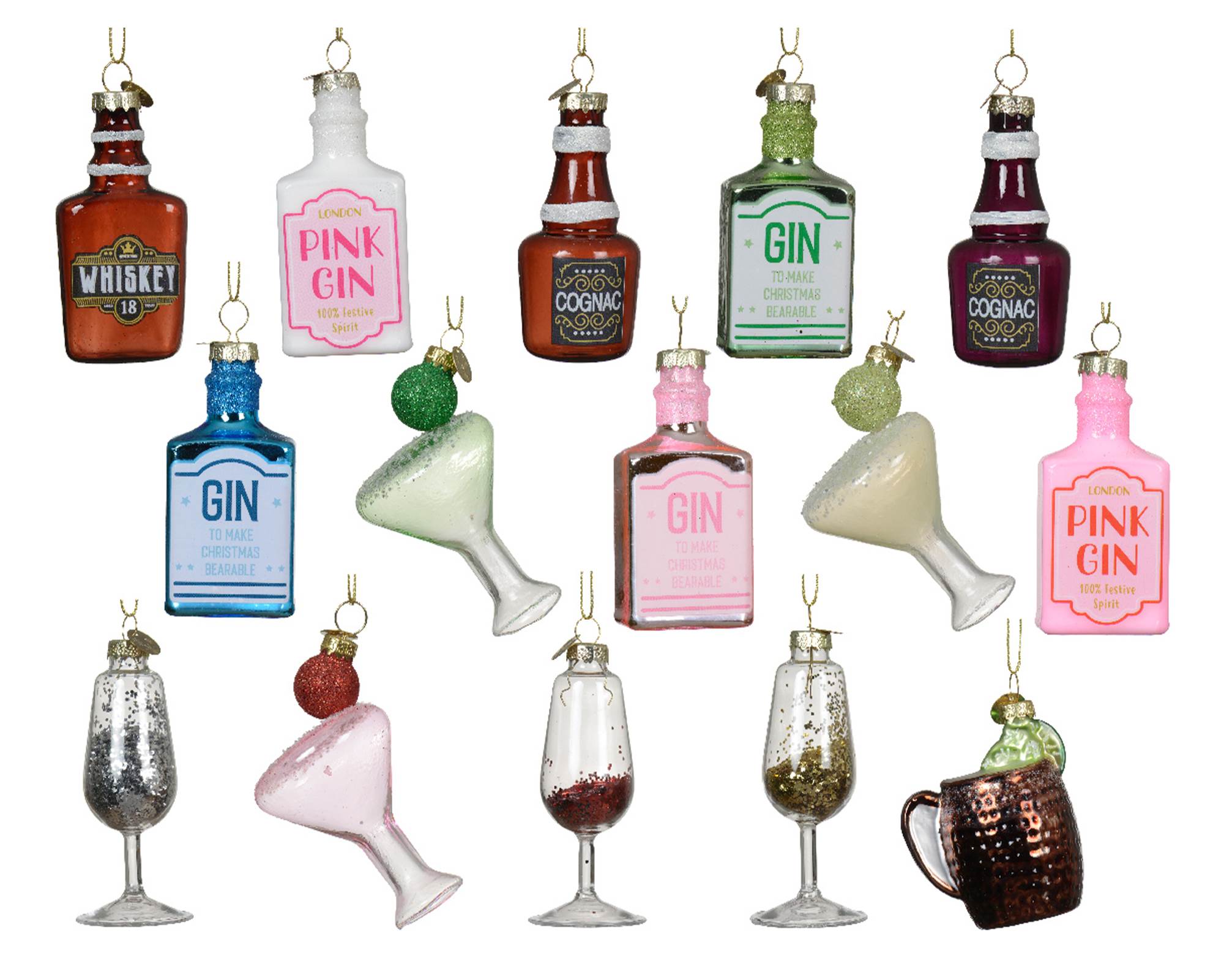 Pendente Bottiglie Cocktail Assortito 5x7cm in Vetro - immagine 4