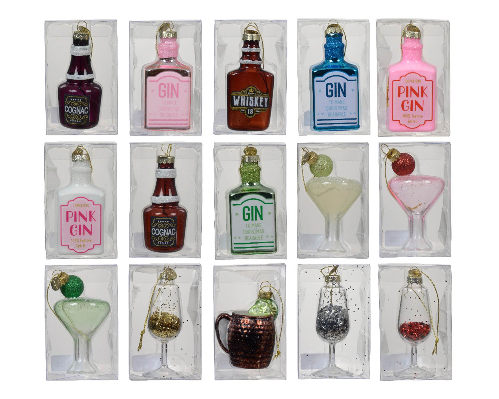 Pendente Bottiglie Cocktail Assortito 5x7cm in Vetro - immagine 2