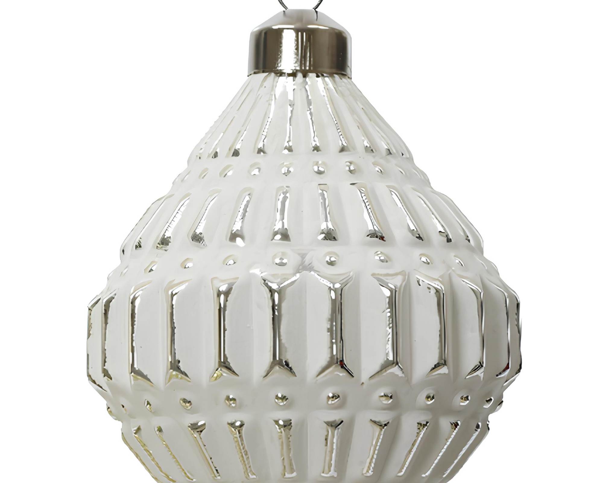 Box 2 Rombo Antico Ornamento Bianco Invernale Bianco Menta Verde Rosmarino D7,8cm in Vetro - immagine 4