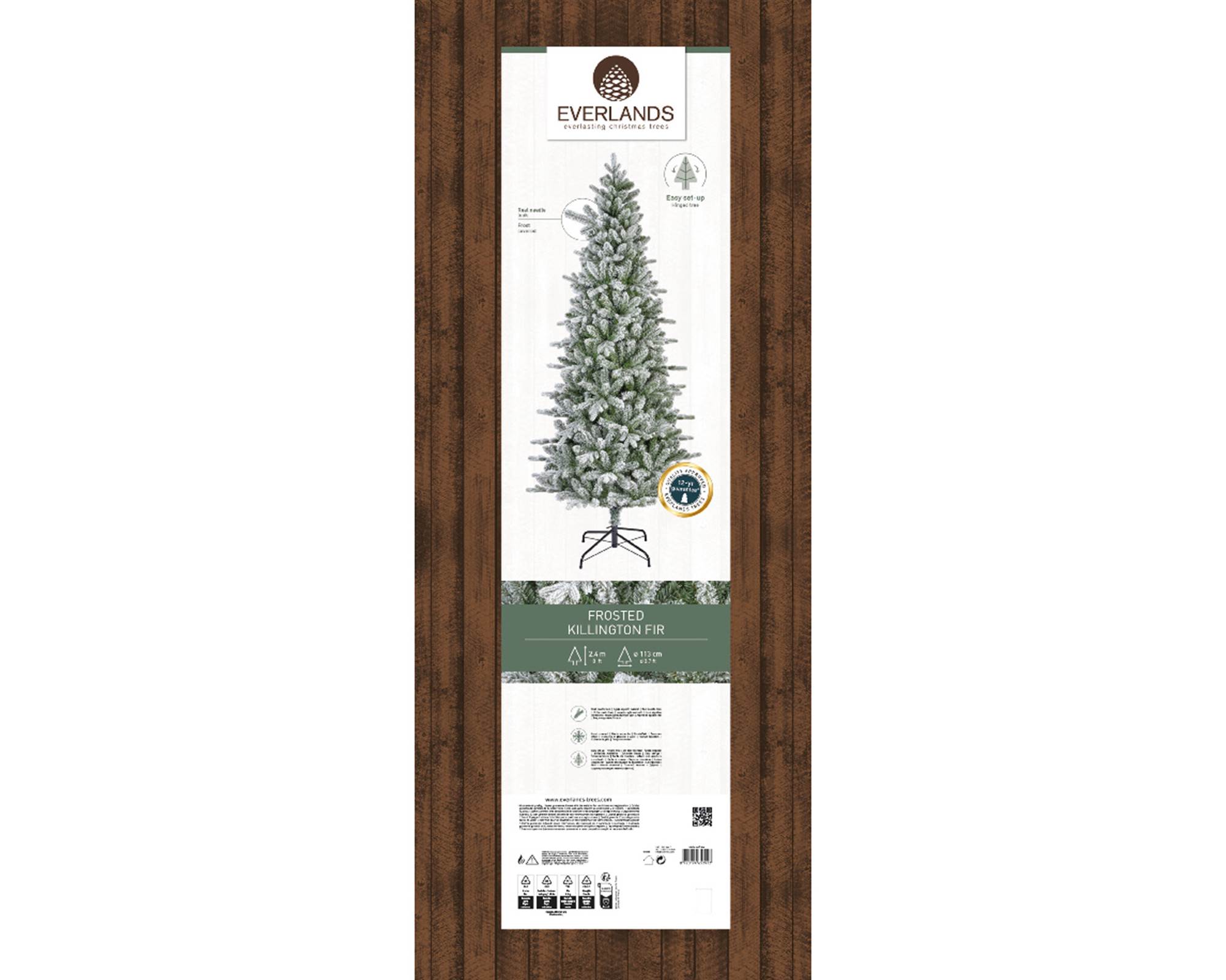 Abete di Killington Smerigliato Verde e Bianco D113x240cm in Pe e Pvc - immagine 3