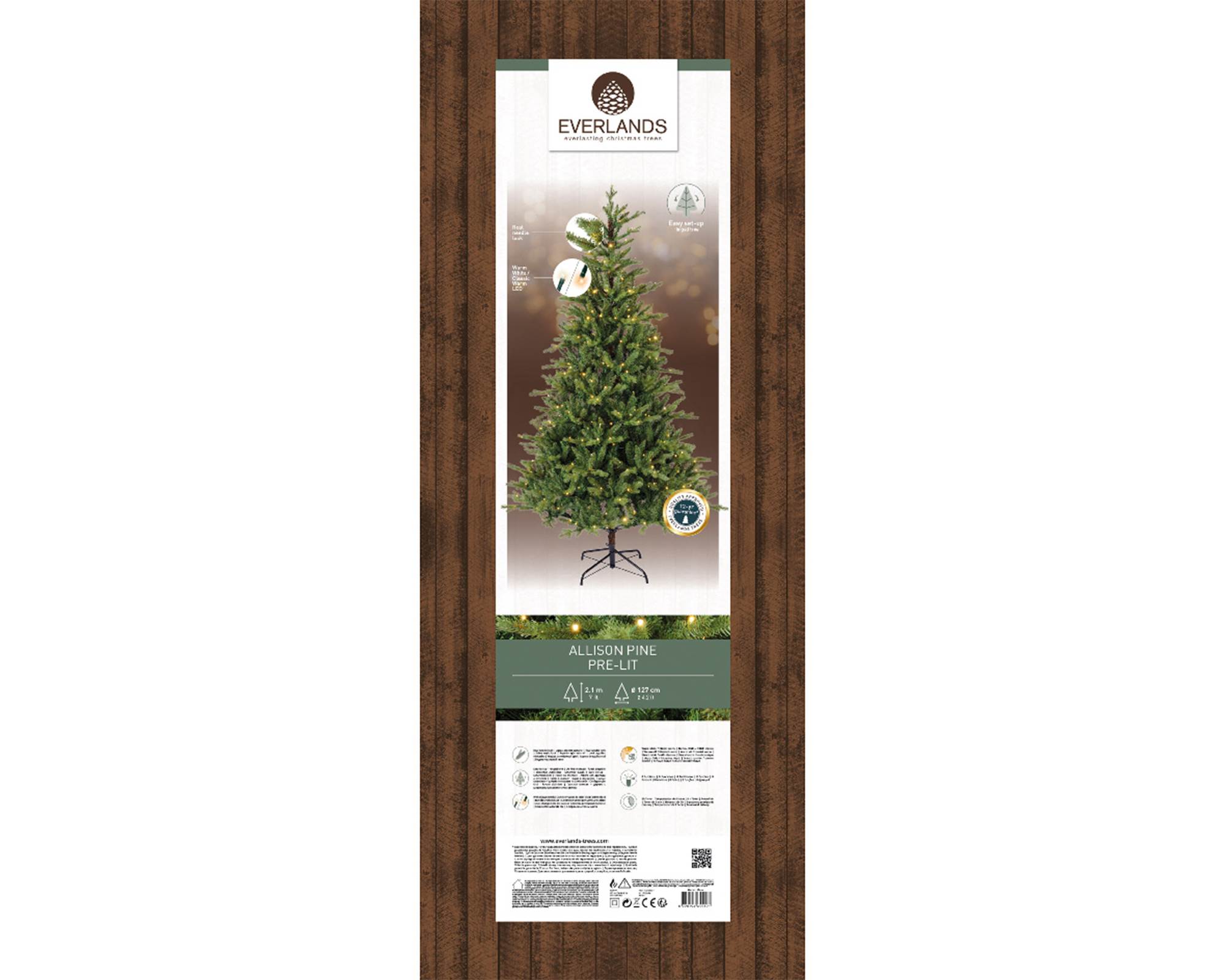 Albero di Pino Alison con Led per Interni D127x210h in PE e PVC - immagine 6