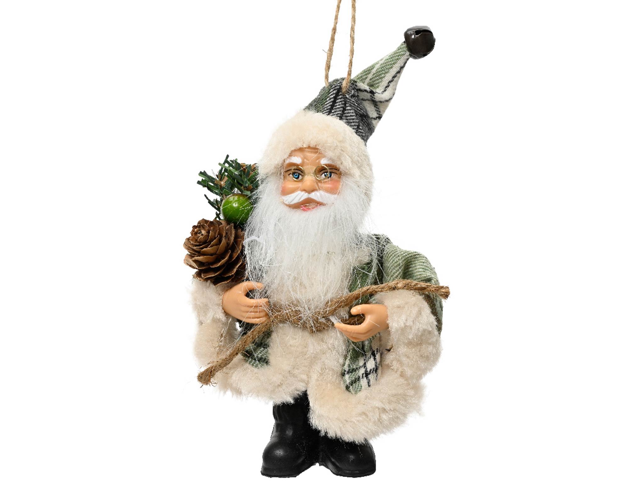 Babbo Natale con Cappotto Grigio 5x10x13h in Poliestere e Plastica
