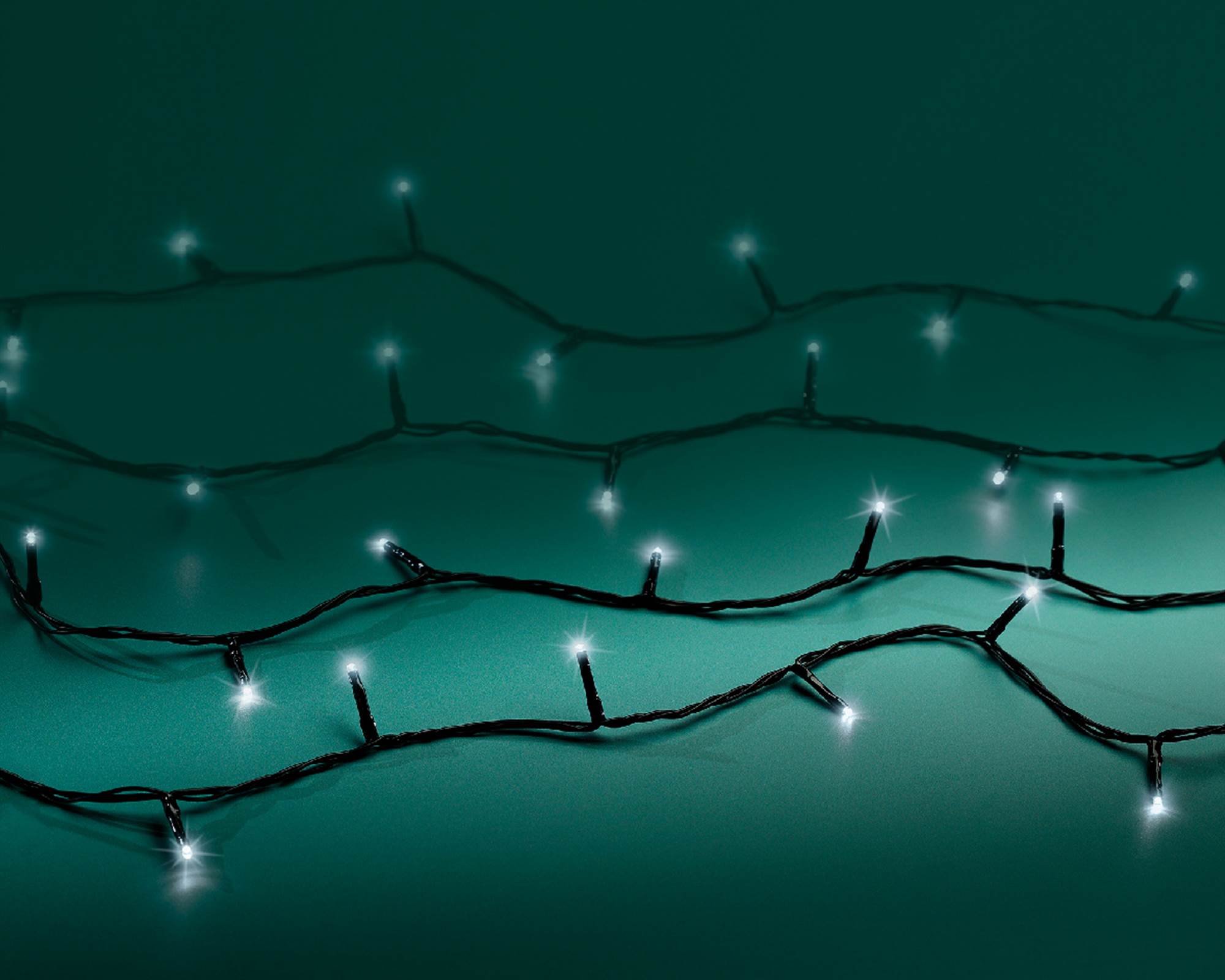 Luci Led 8 Funzioni Effetto Scintillante Nero e Bianco Freddo 2700cm in Pvc - immagine 4