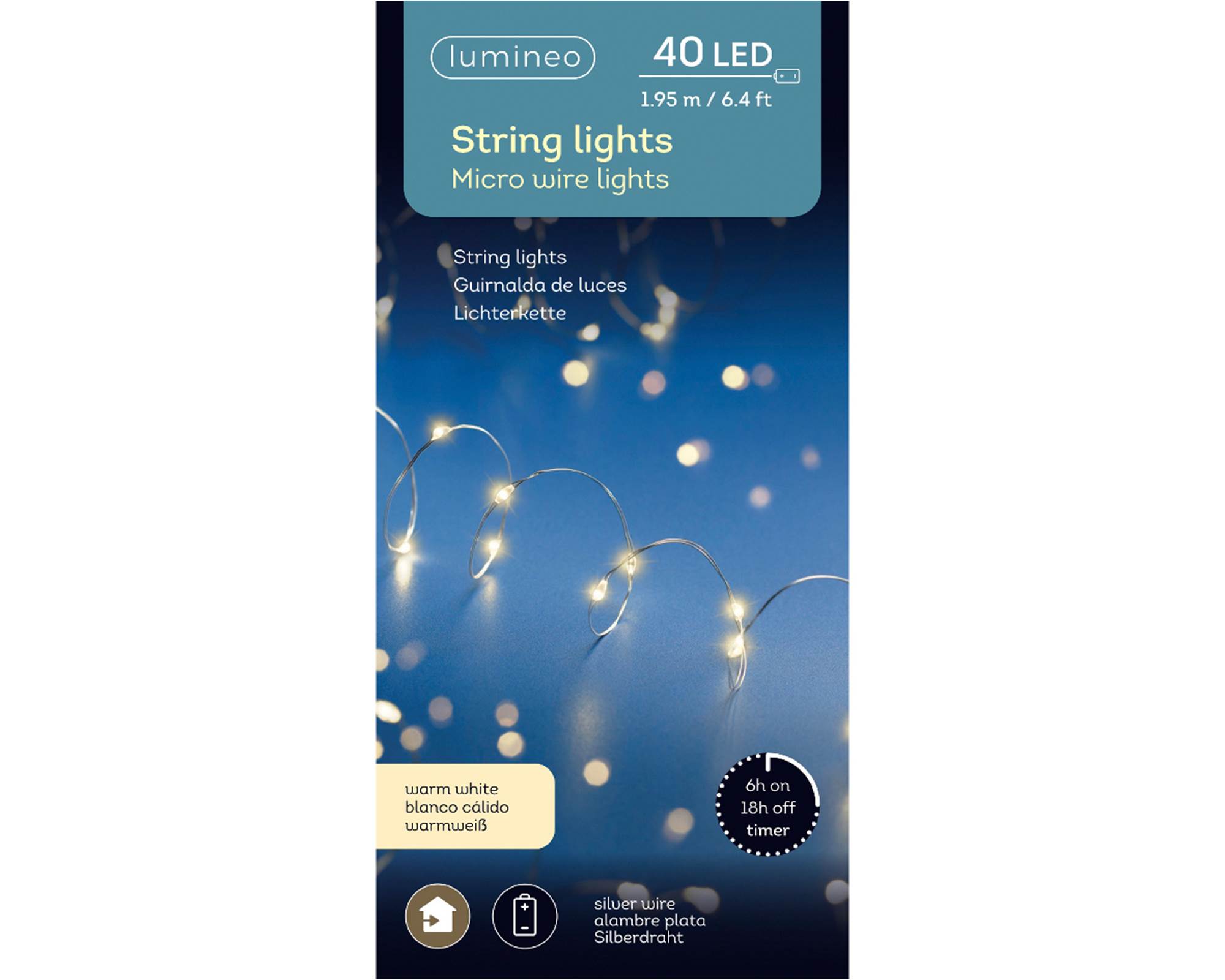 Catena Micro Luci Led per Interno Argento e Bianco 195cm in Pvc - immagine 8