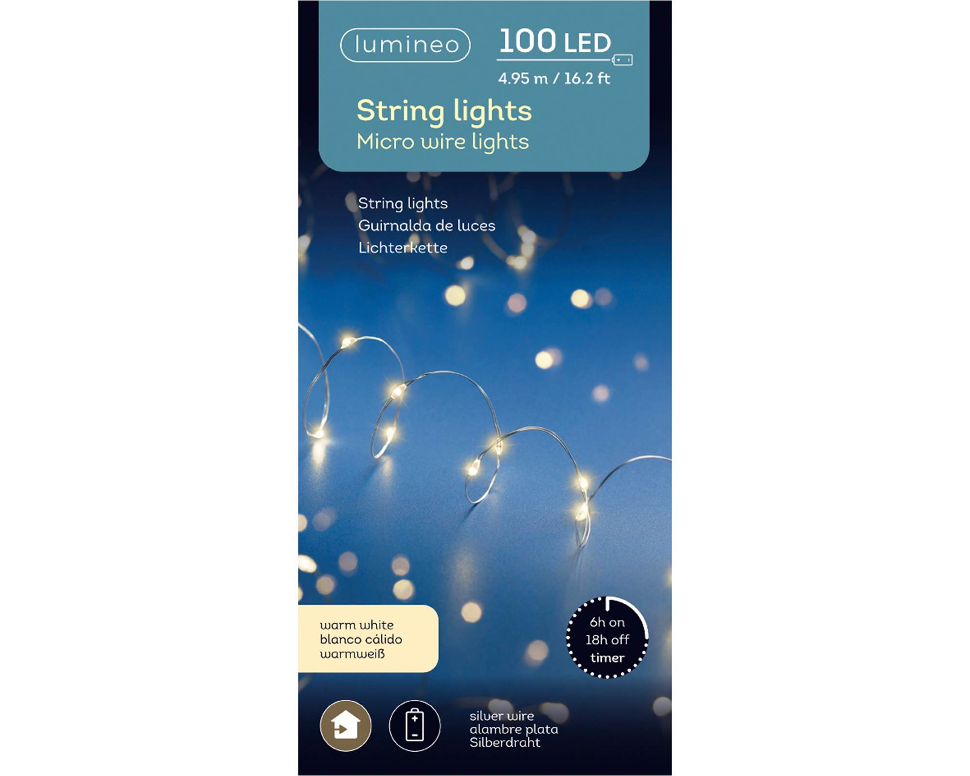 Catena Micro Luci Led per Interno Argento e Bianco 495cm in Pvc - immagine 9