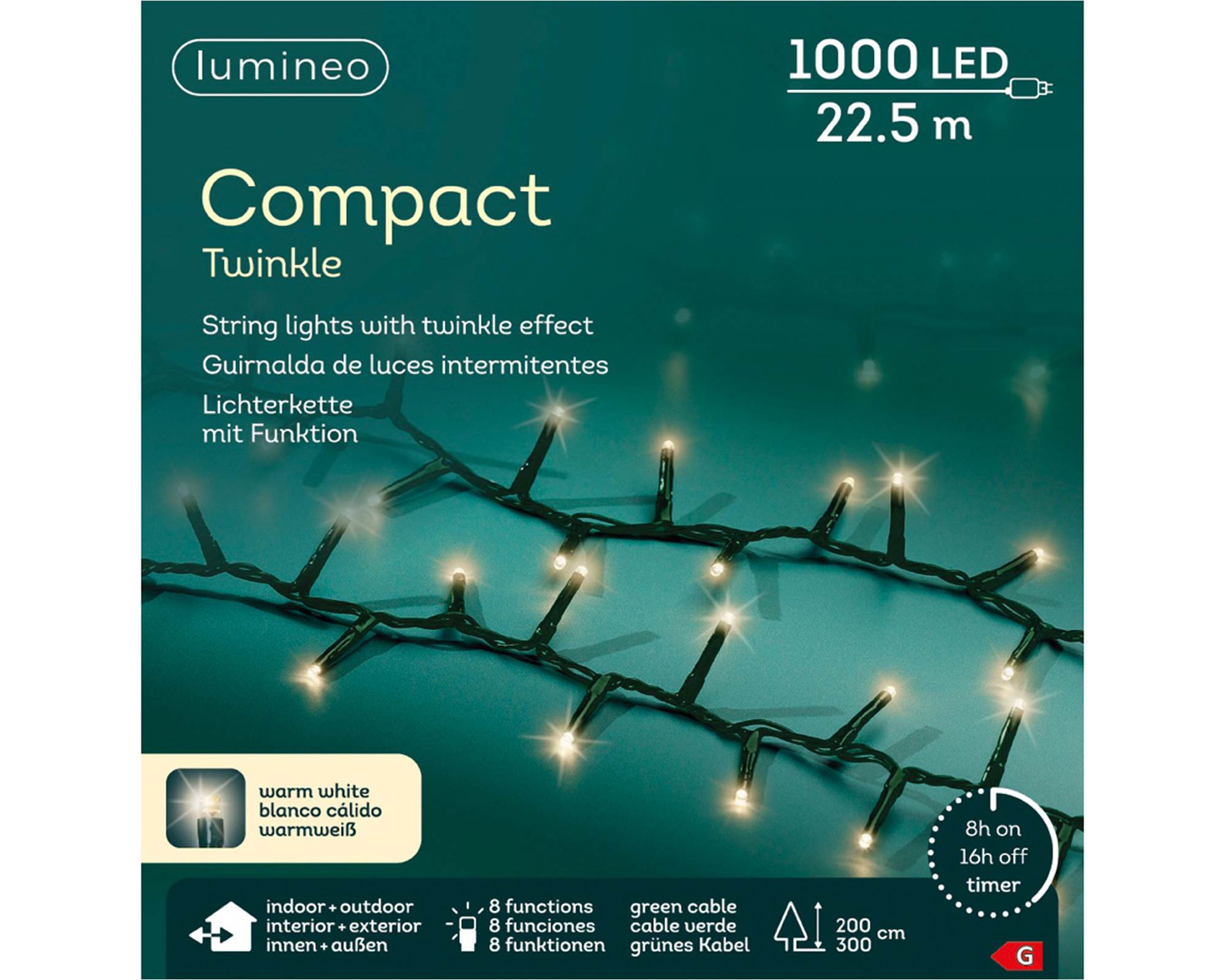 Luci Led Compatte 8 Funzioni Verde e Bianco Calda 2250cm in Pvc - immagine 8