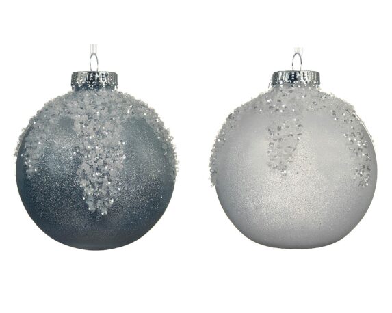 Sfera Argento e Bianco Assortito D10cm in Plastica