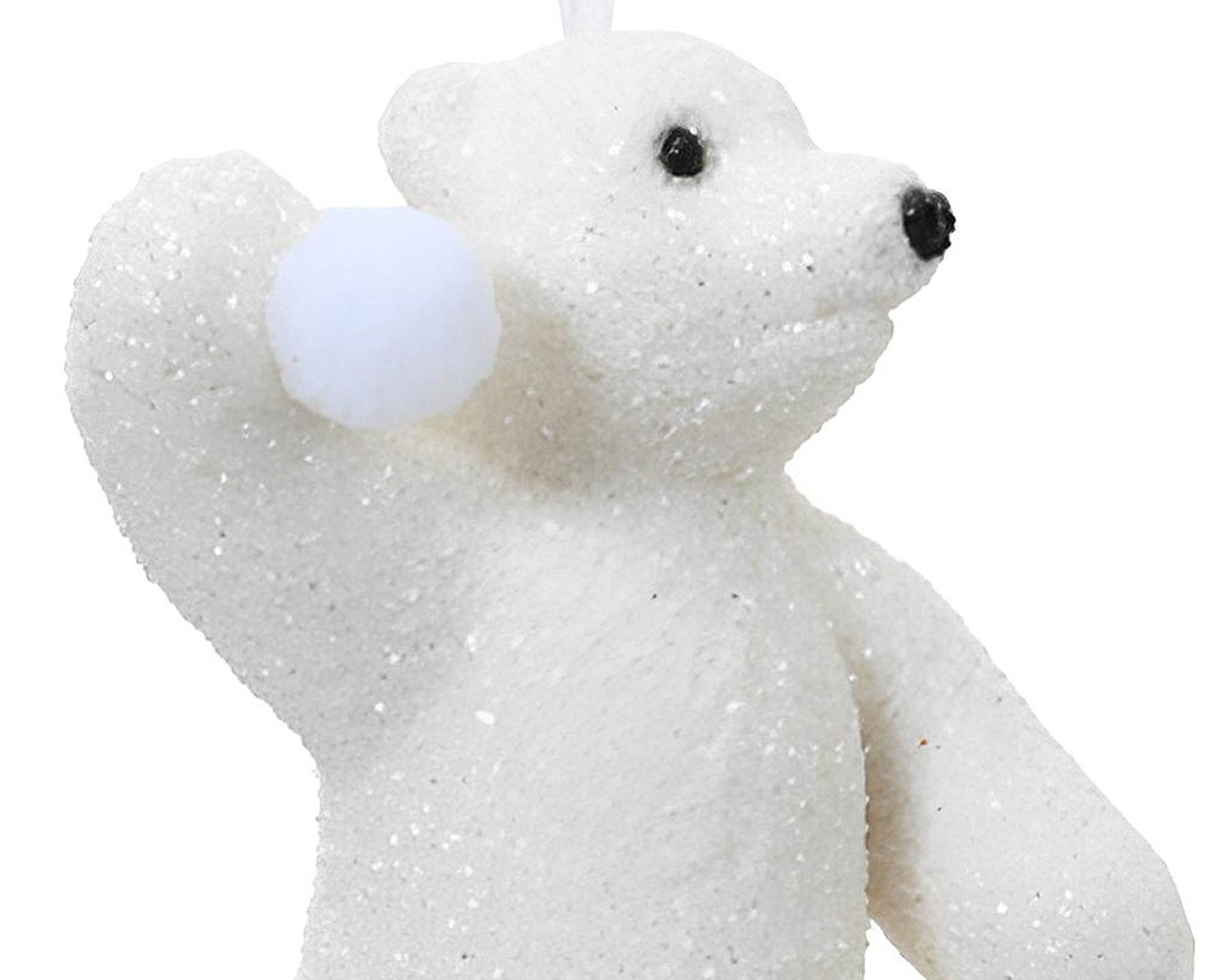 Pendente Orso Polare con Glitter Bianco 2x1,5x18,5cm in Plastica - immagine 2