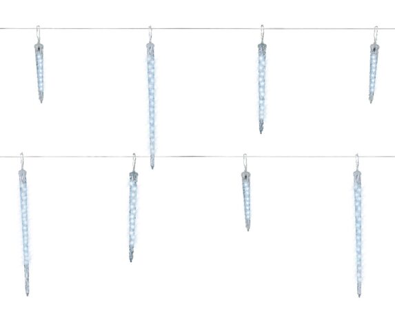 Luci Led Ghiaccio Funzione Nevicata Bianco Freddo Trasparente 280cm in Pvc