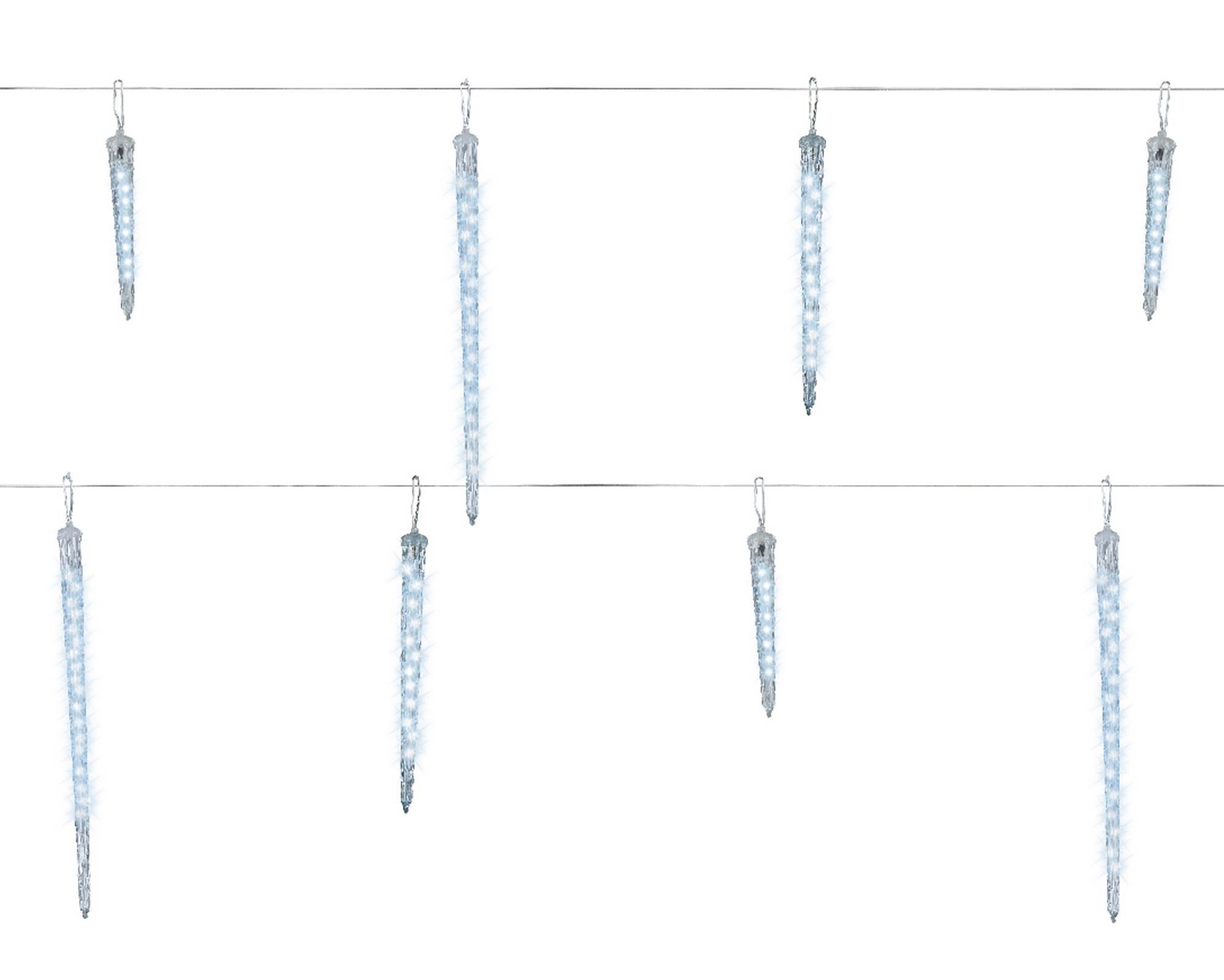 Luci Led Ghiaccio Funzione Nevicata Bianco Freddo Trasparente 280cm in Pvc
