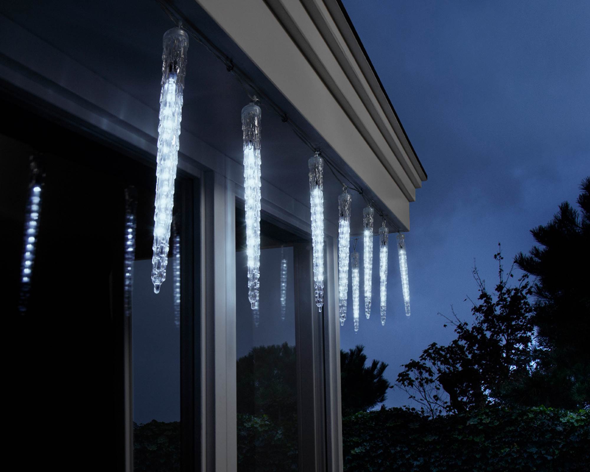 Luci Led Ghiaccio Funzione Nevicata Bianco Freddo Trasparente 280cm in Pvc - immagine 2