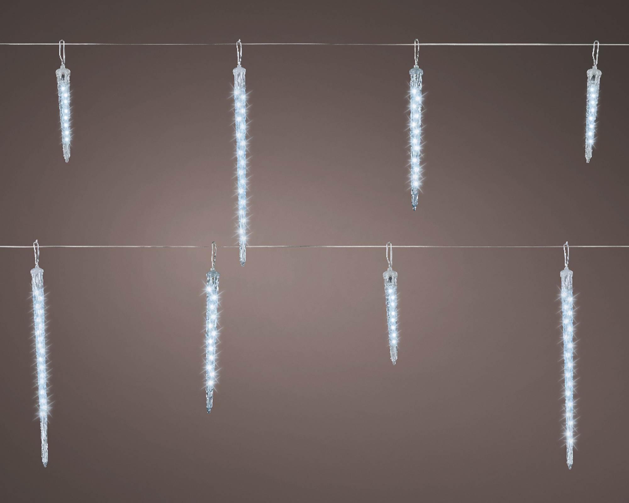 Luci Led Ghiaccio Funzione Nevicata Bianco Freddo Trasparente 280cm in Pvc - immagine 3