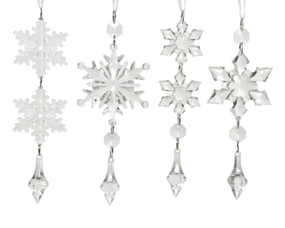 Fiocco di Neve con Perle 1x4x16cm in Acrilico