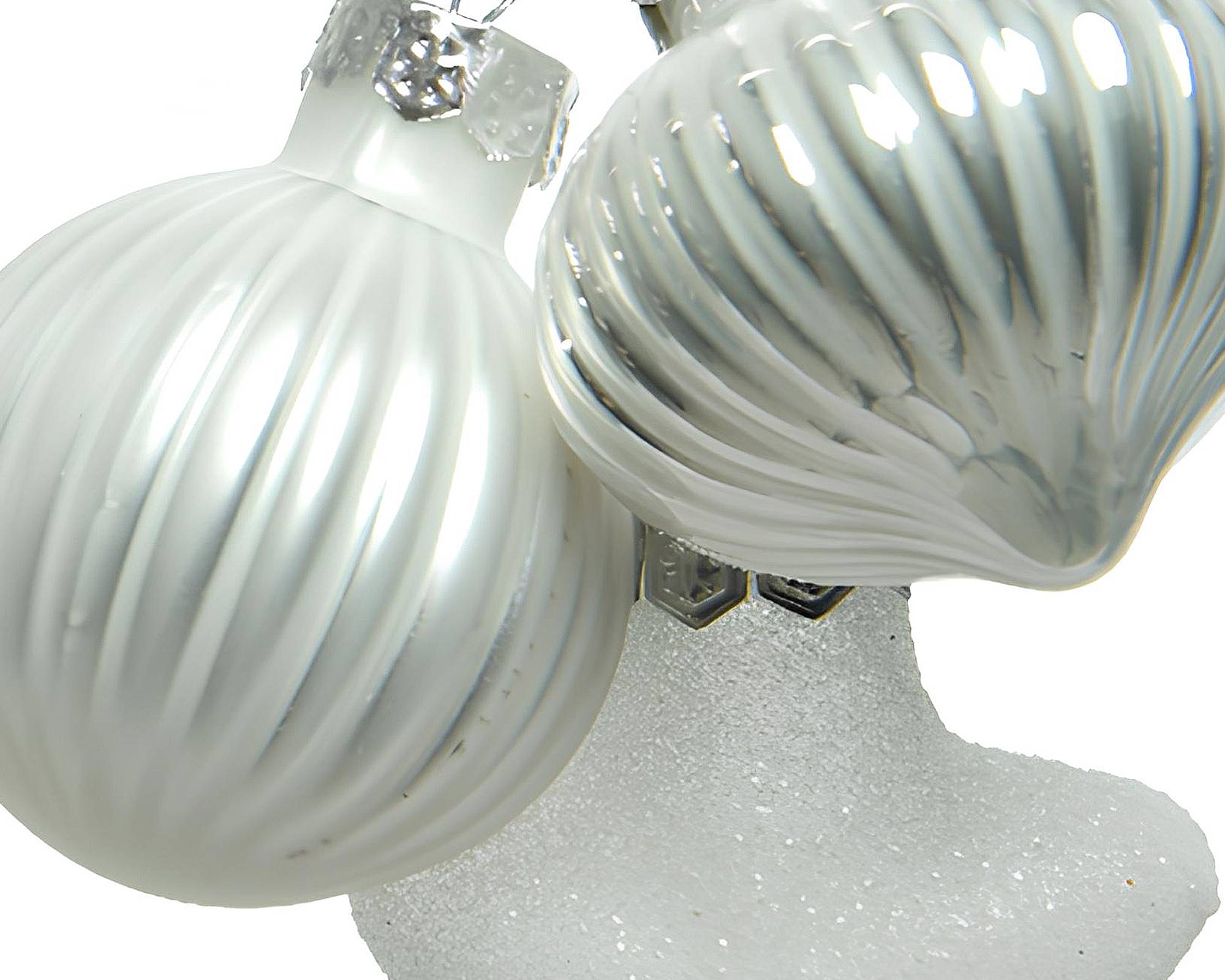 Pendente con Stella, Rombo e Sfera Argento e Bianco Assortito 3,5x4x11,5h in Vetro - immagine 2