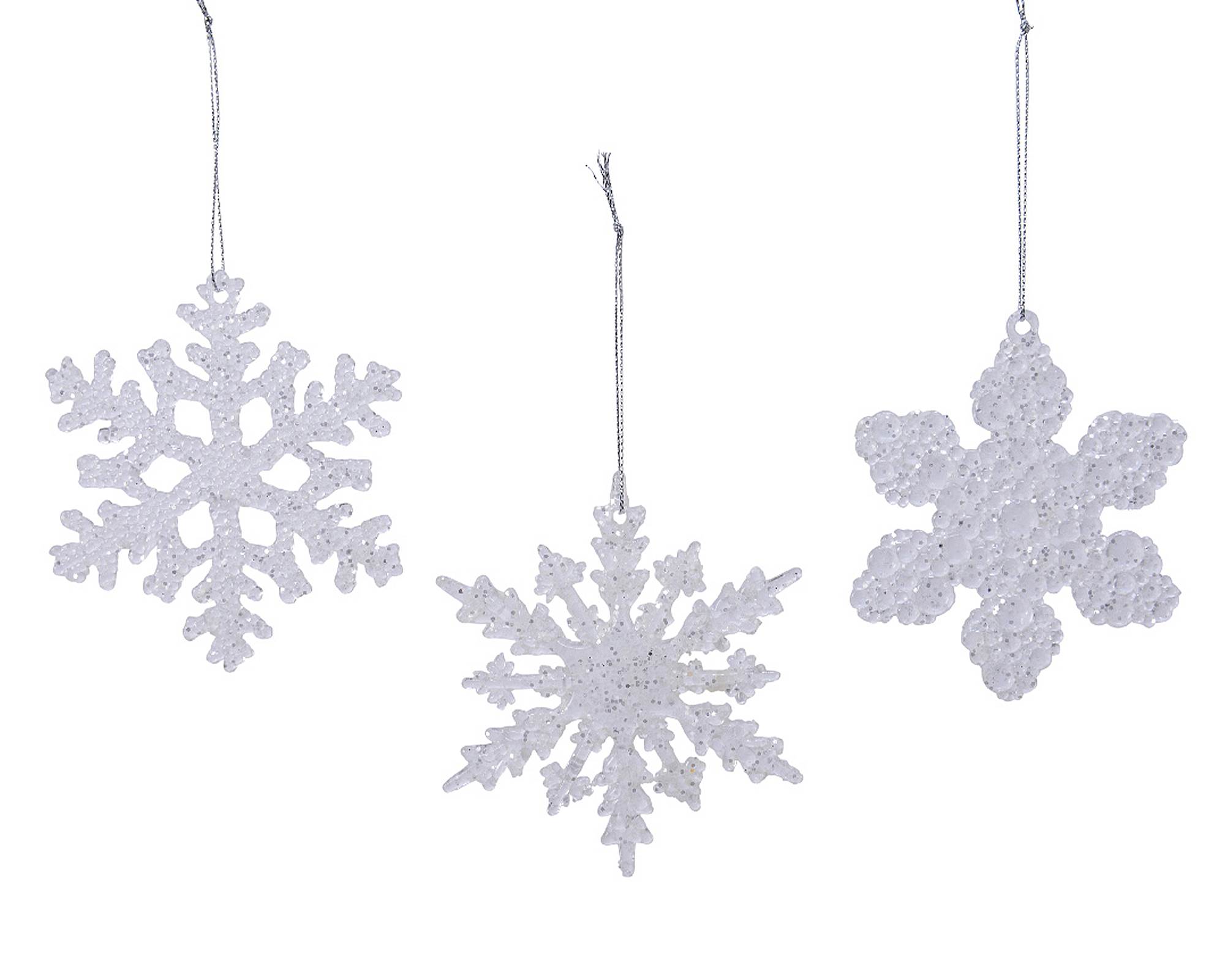Fiocco di Neve con Glitter Trasparente 0,5x10x10cm in Plastica