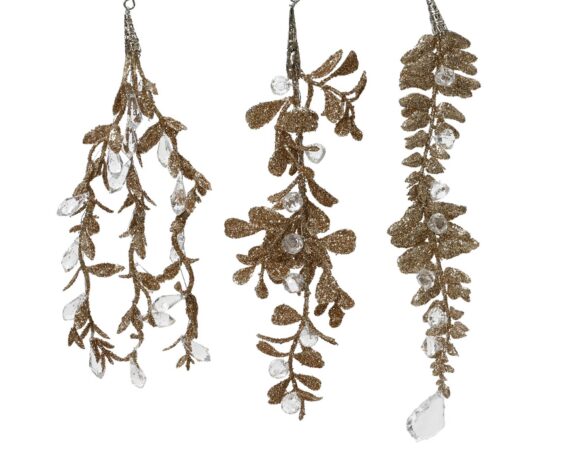 Foglie Champagne Glitterate 0,5×1,5x12cm in Plastica