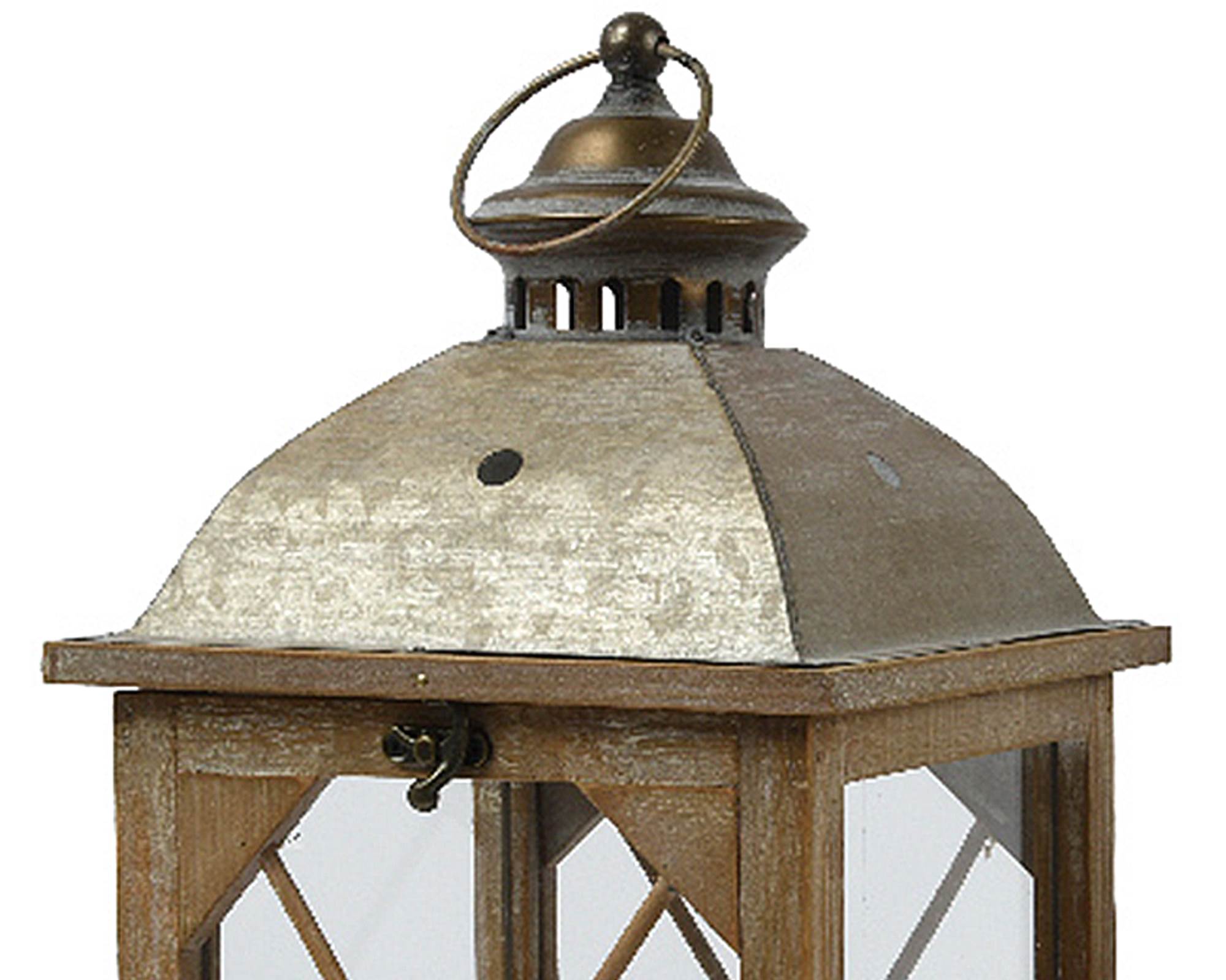 Lanterna Media Vintage Oro Antico 20x20x42cm in Abete - immagine 4