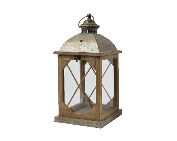 Lanterna Media Vintage Oro Antico 20x20x42cm in Abete