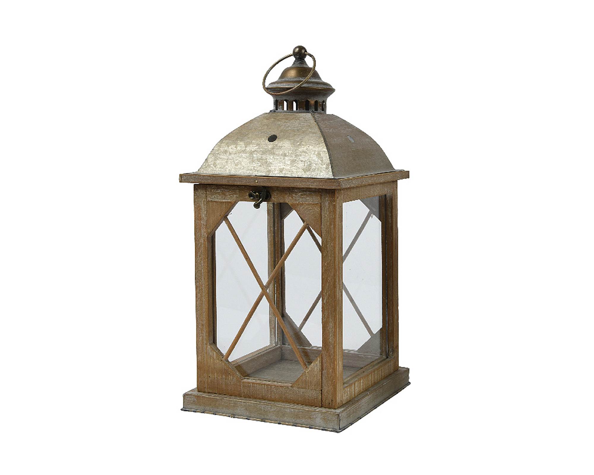 Lanterna Media Vintage Oro Antico 20x20x42cm in Abete