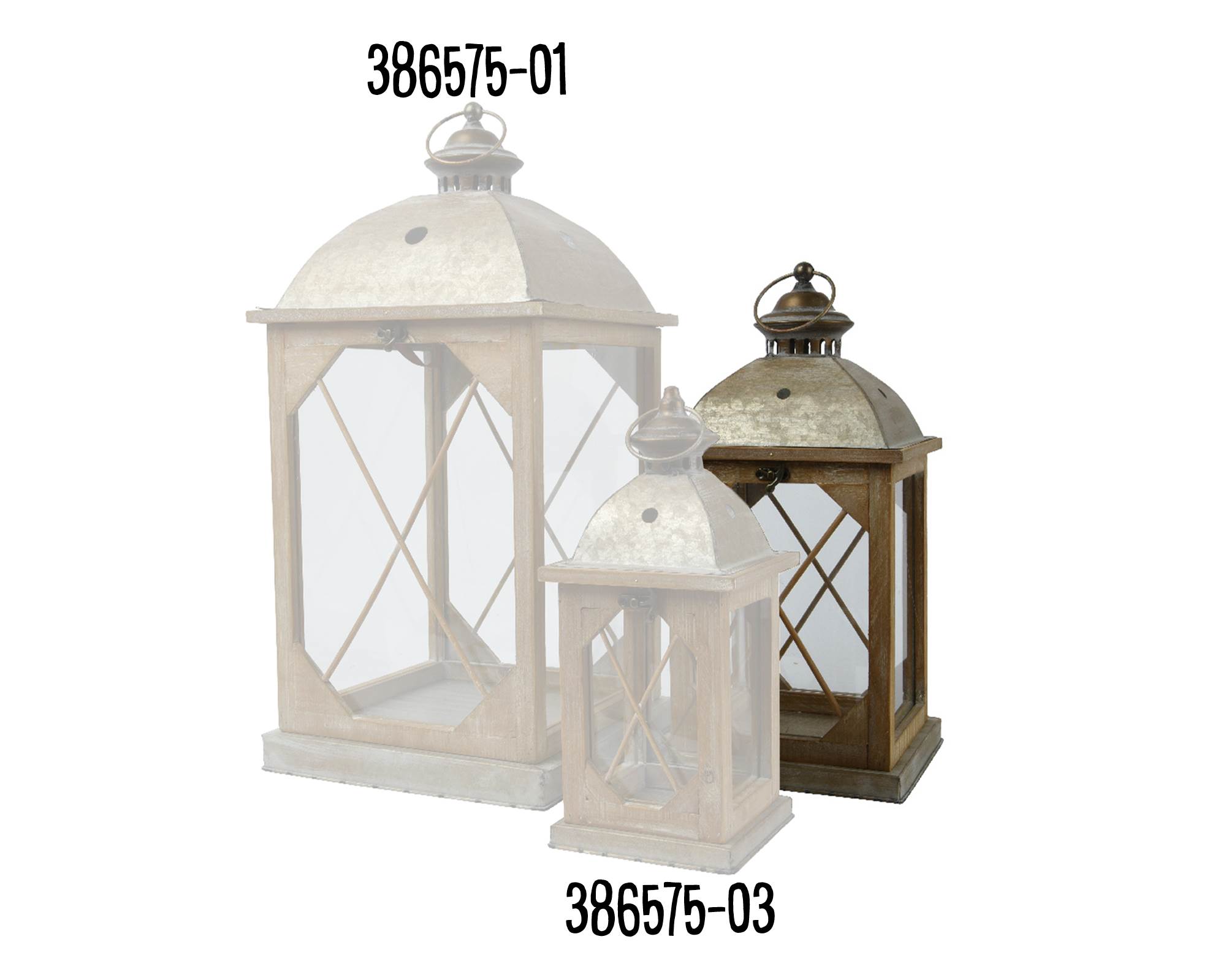 Lanterna Media Vintage Oro Antico 20x20x42cm in Abete - immagine 3