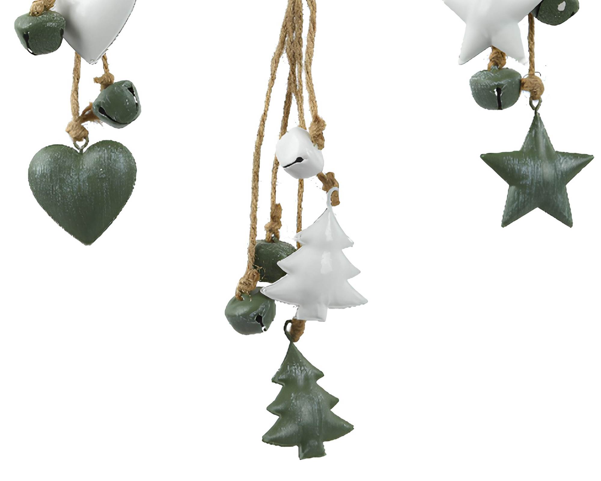 Pendente Fascio con Glitter Cuore Albero Stella 1,2x4,5x27cm in Ferro - immagine 2