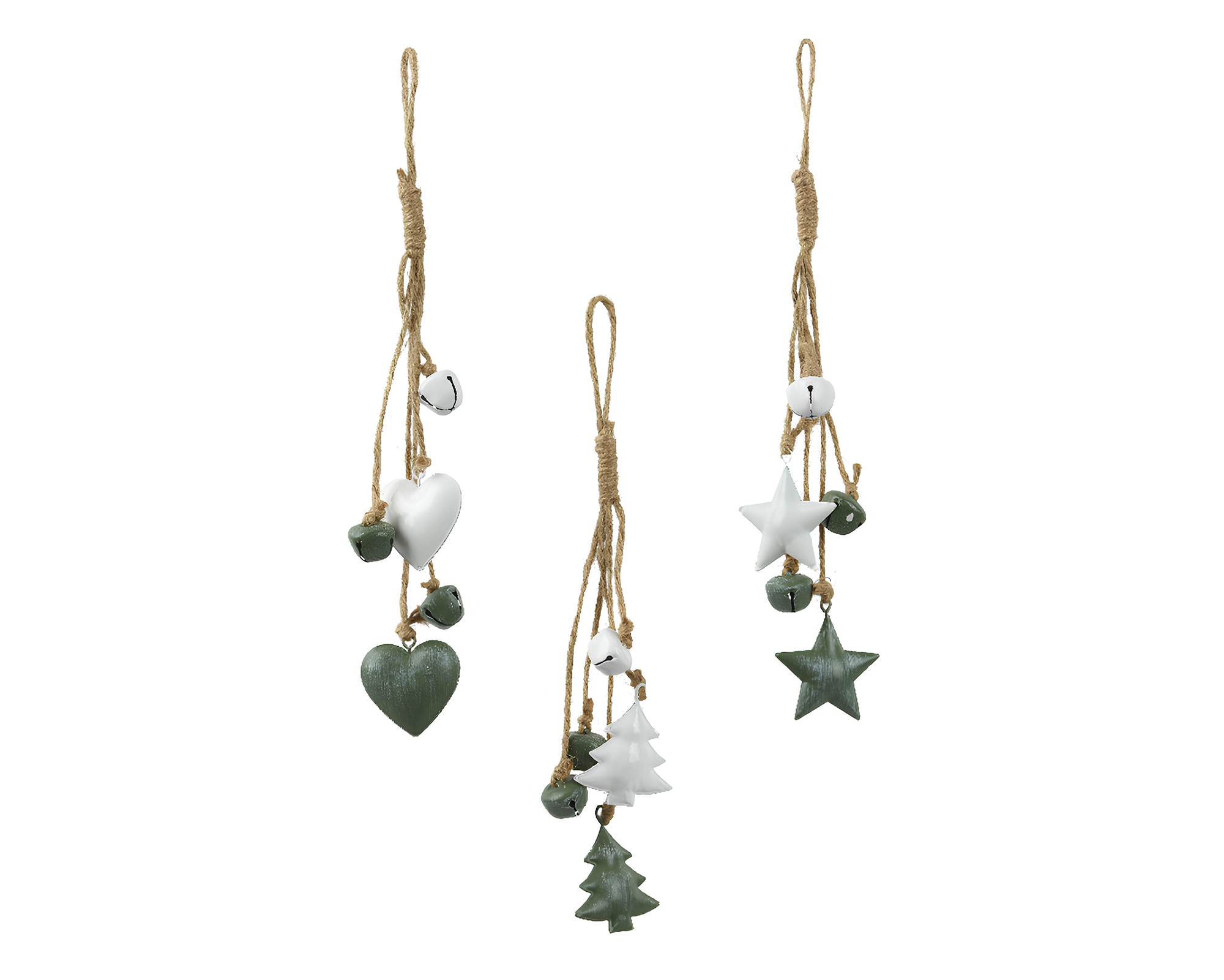 Pendente Fascio con Glitter Cuore Albero Stella 1,2x4,5x27cm in Ferro