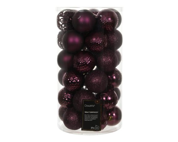 Set 37 Pz Sfere Malva Scura Assortito D6cm in Vetro