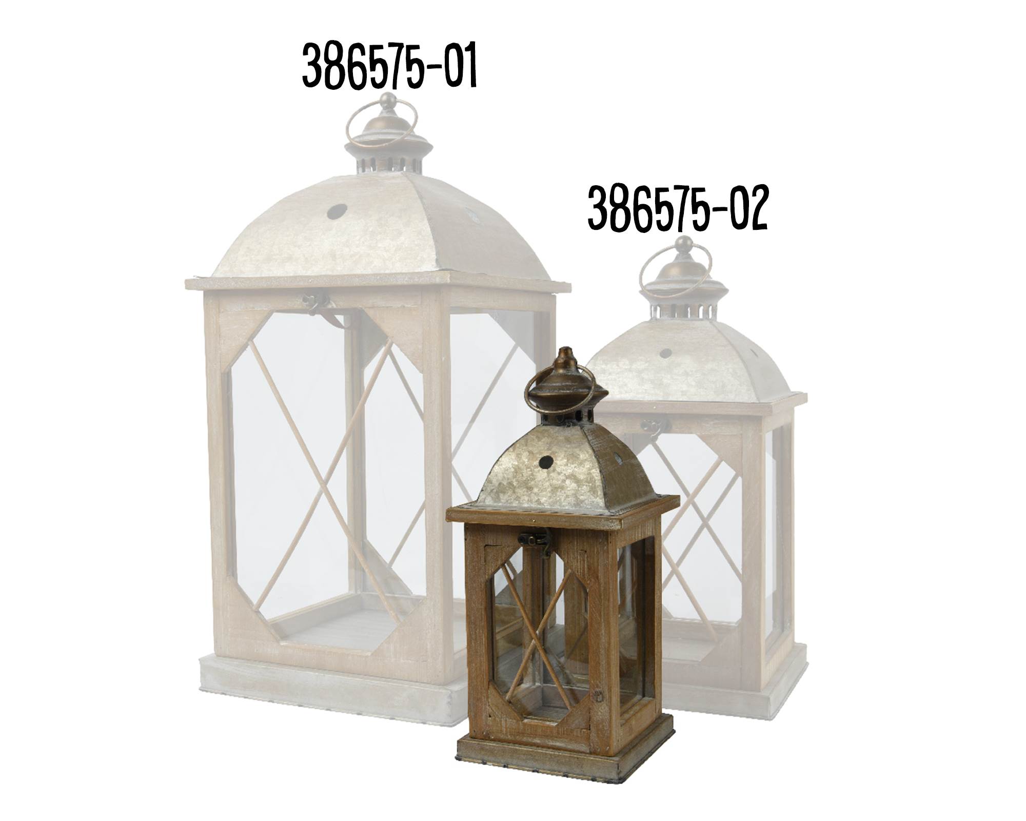 Lanterna Piccola Vintage Oro Antico 14x14x32cm in Abete - immagine 3