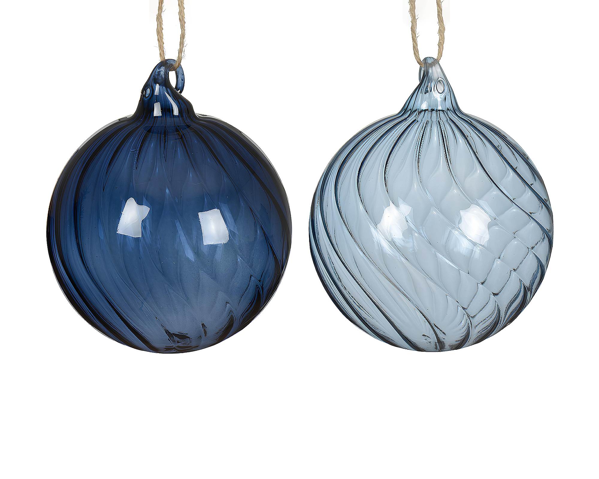 Sfera Vortice Blu Ghiaccio e Blu Notte Assortito D8x8h in Vetro