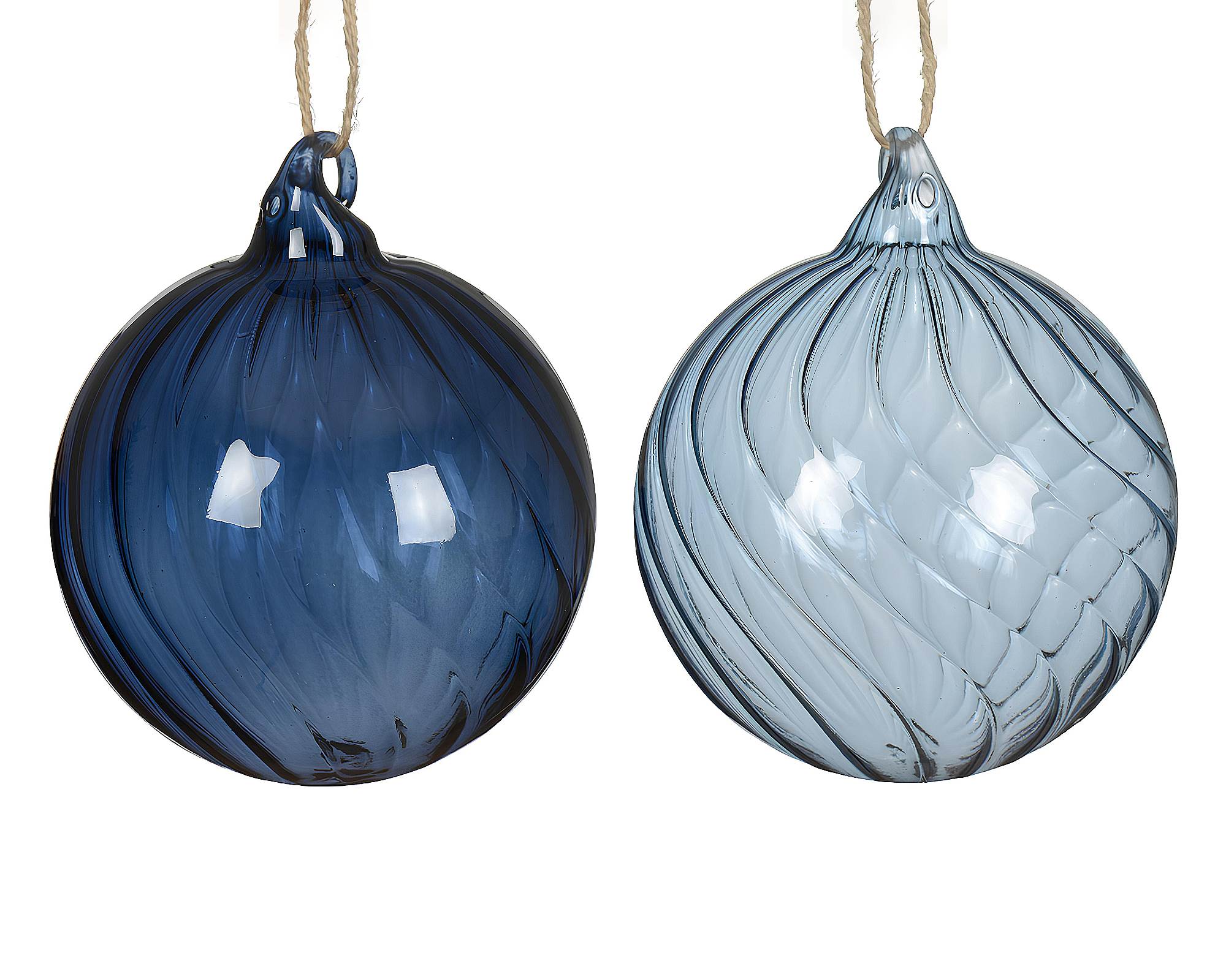 Sfera Vortice Blu Ghiaccio e Blu Notte Assortito D10x10h in Vetro