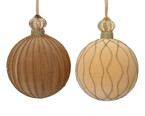 Sfera Velluto Oro Chiaro Assortito D10x12,5h in Vetro