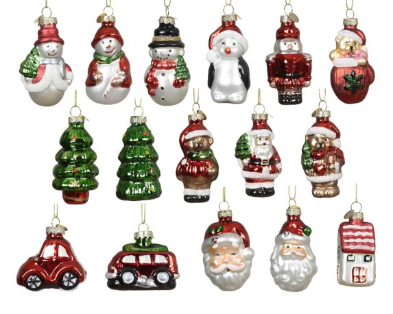 Pendente Ornamento Natale Assortito 5x7cm in Vetro