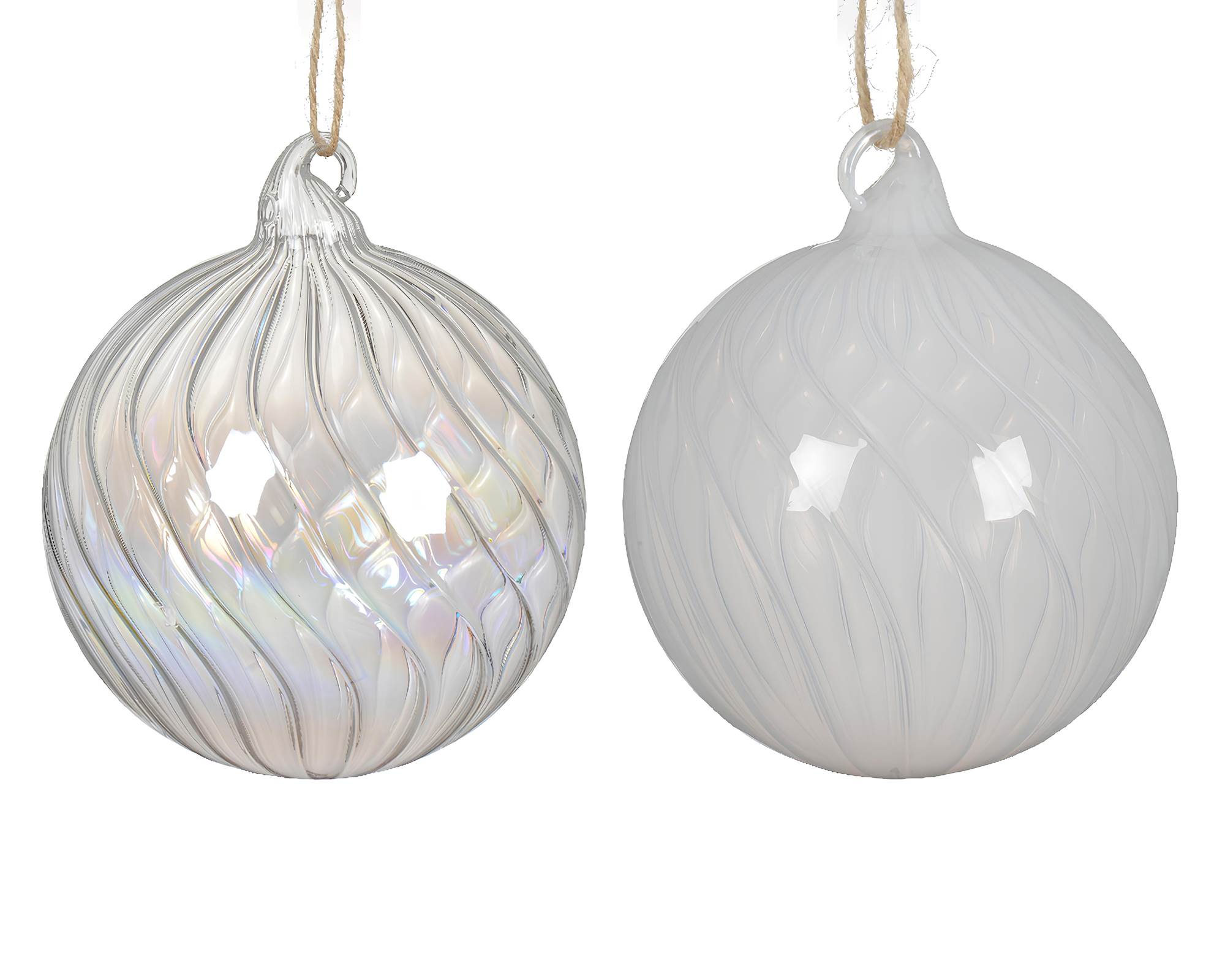 Sfera Vortice Iride Chiara e Bianco Invernale Assortito D10x10h in Vetro