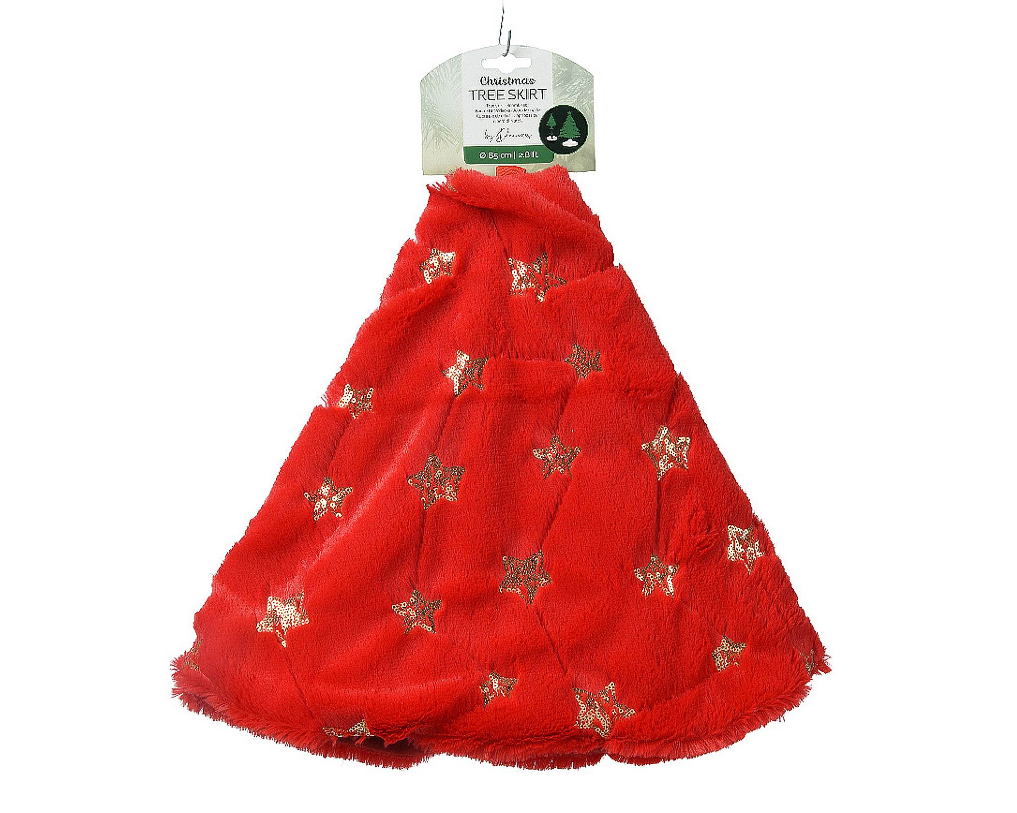 Copribase Albero con Cucitura a Stella Rosso D85x0,5cm in Poliestere