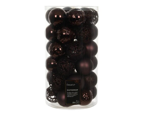Set 37 Pz Sfere Nero Tartufo Assortito D6cm in Vetro