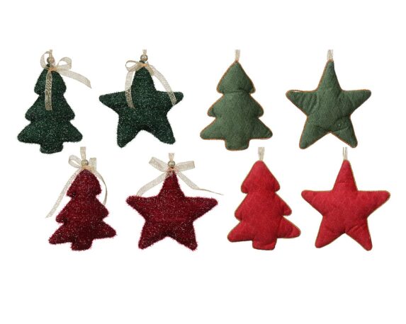 Pendente Albero Stella Assortito 4x15x15 in Poliestere e Plastica