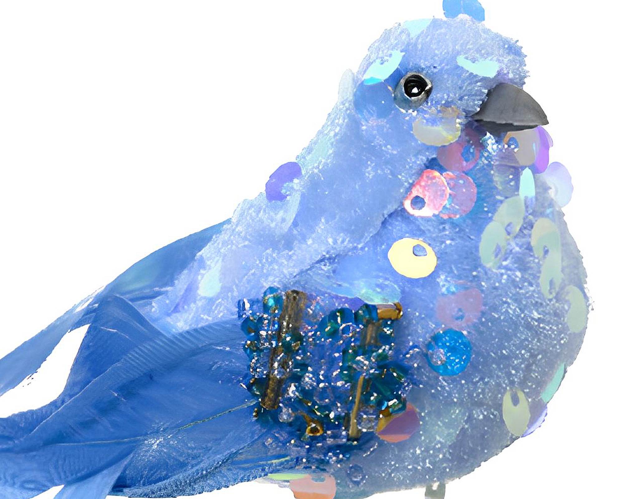 Uccellino con Paillettes Assortito D9,5x10,5h in Plastica - immagine 2