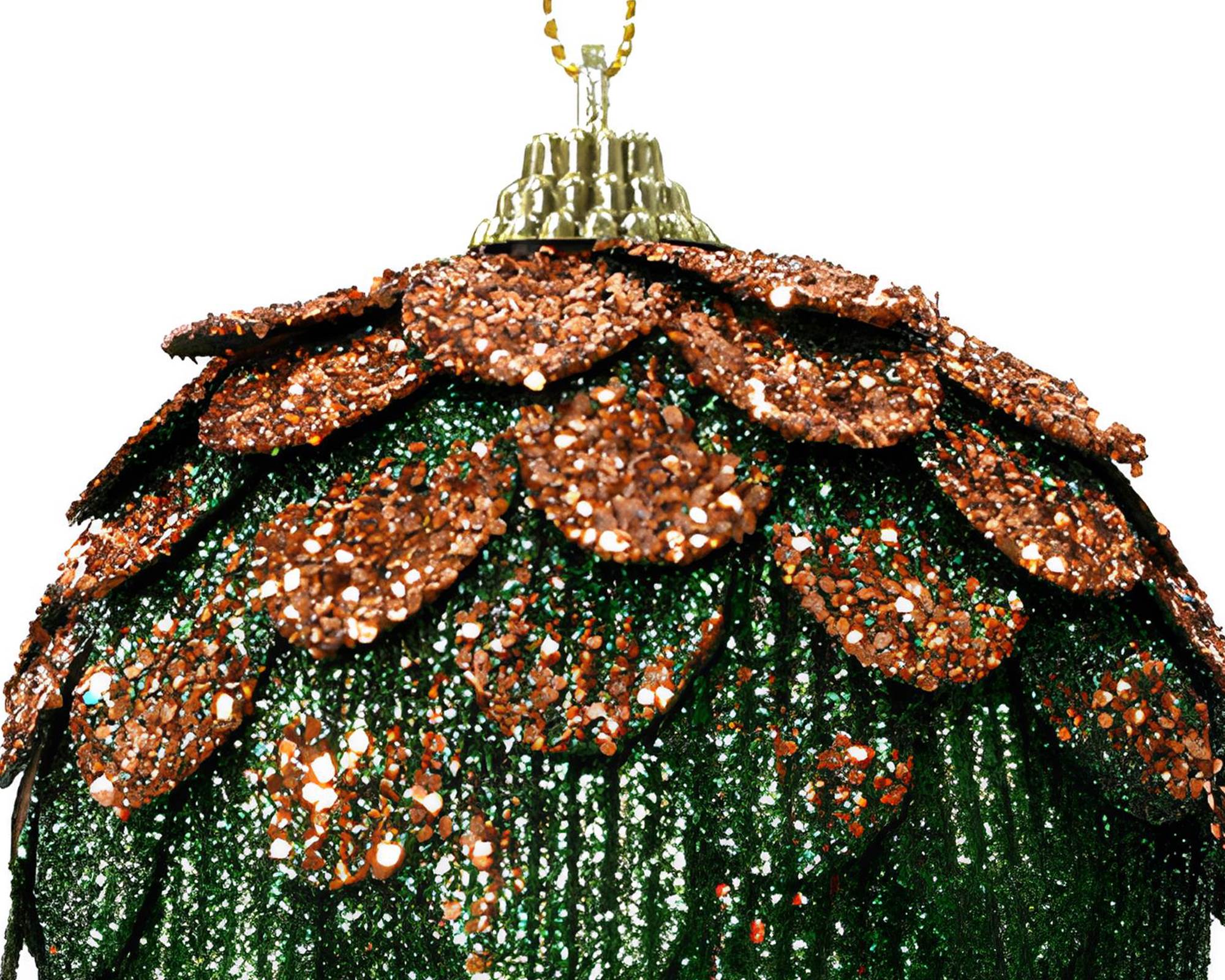 Sfera Pigna Effetto Velluto con Glitter Rosso, Espresso e Rame Assortito D8cm in Plastica - immagine 2