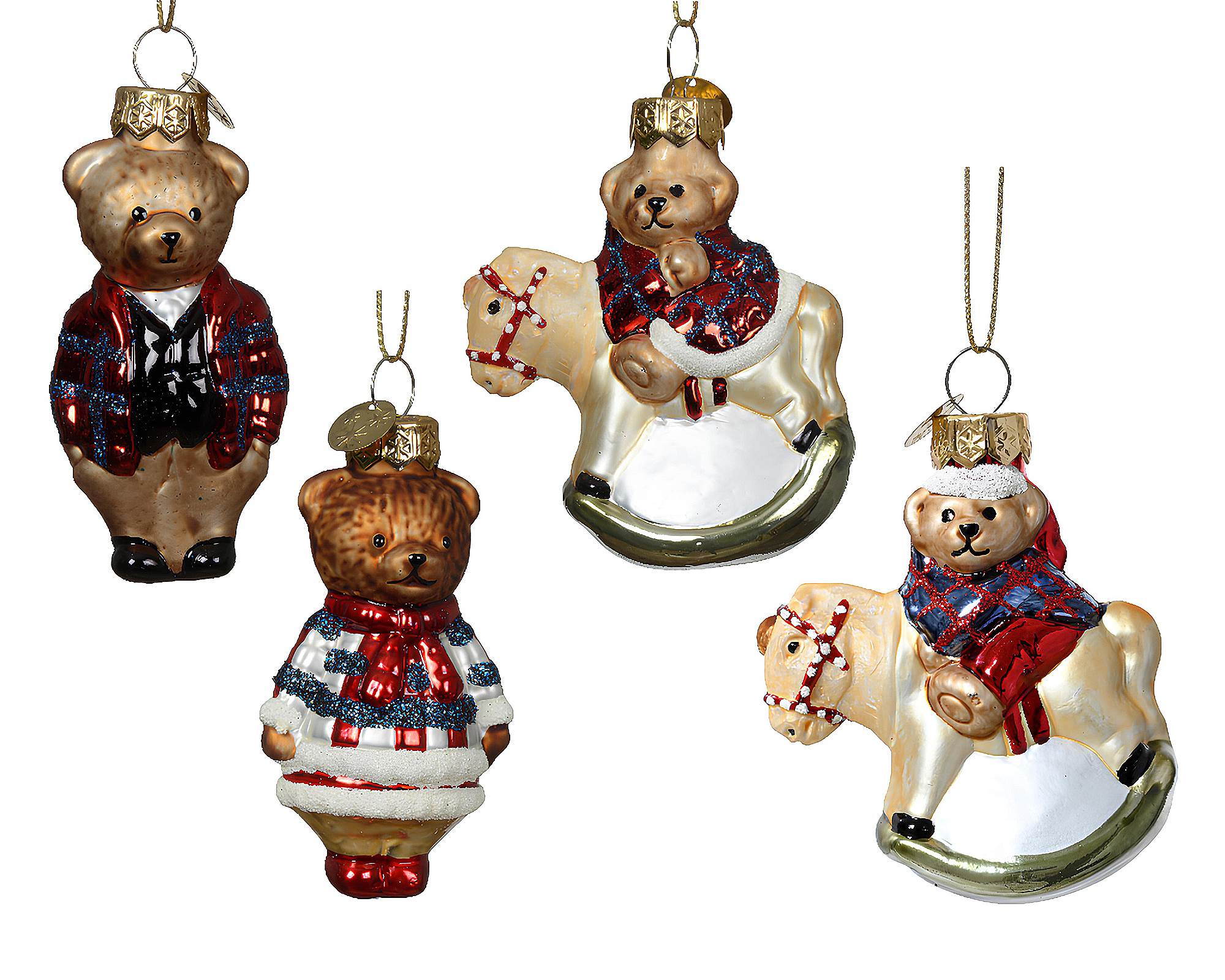 Pendente Orso Assortiti 4,5x3,5x7,5cm in Vetro
